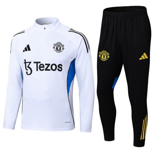 25-26 Man Utd White Half Pull Tracksuit(半拉链）