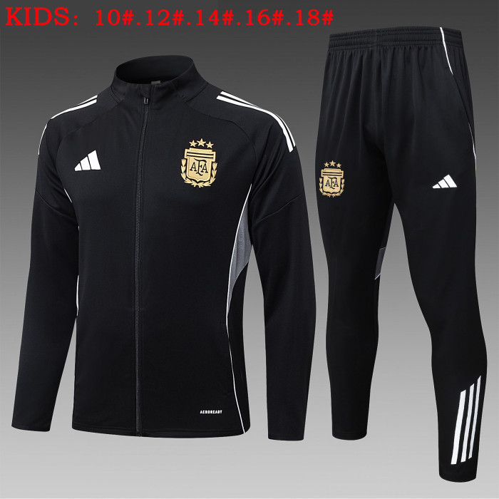 25-26 Argentina Kids Black Jacket Tracksuit(儿童）