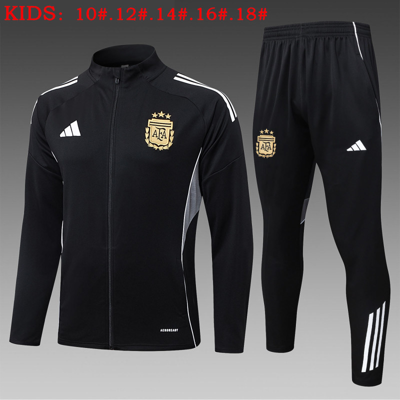 25-26 Argentina Kids Black Jacket Tracksuit(儿童）