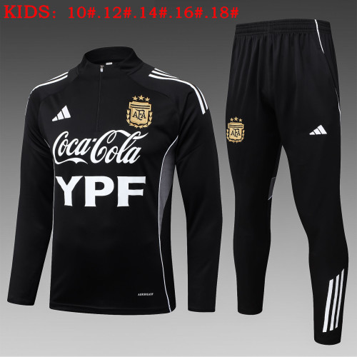 25-26 Argentina Kids Black Half Pull Tracksuit (半拉链)儿童