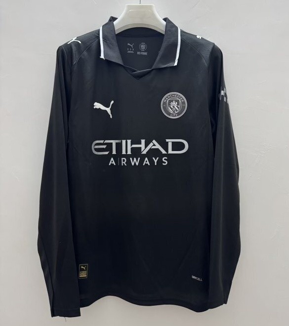 25-26 Man City Away Black Fans Long Sleeves Soccer Jersey