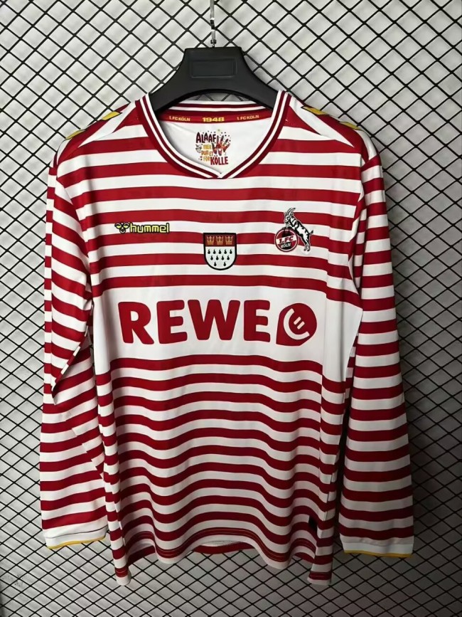 25-26 Cologne Red Stripe Long Sleeves Fans Soccer Jersey