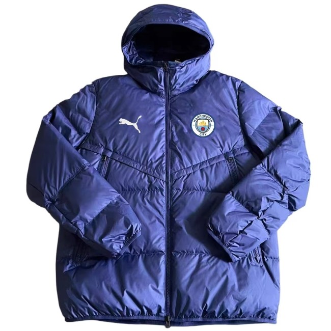 25-26 Man City Blue Hooded Cotton Coat #棉衣