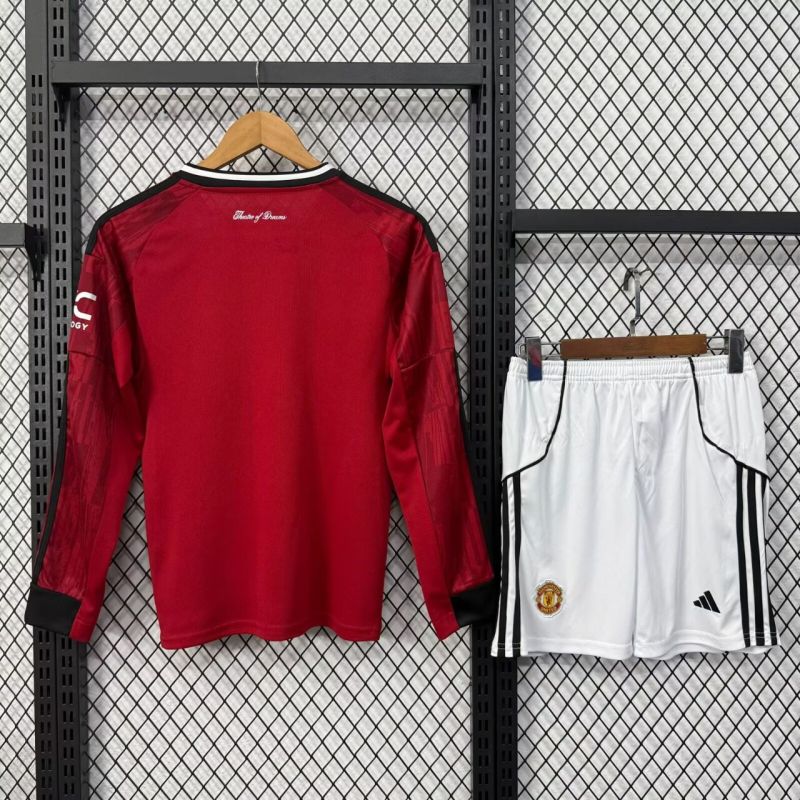 25-26 Man Utd Home Kids Long Sleeves Soccer Jersey