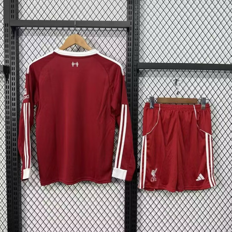 25-26 LIV Home Kids Long Sleeves Soccer Jersey