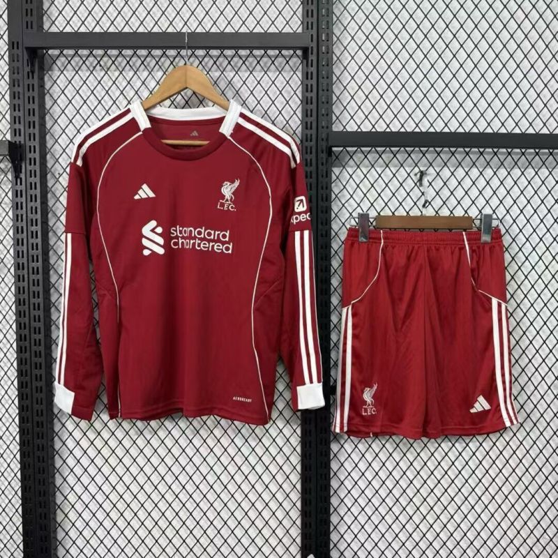 25-26 LIV Home Kids Long Sleeves Soccer Jersey