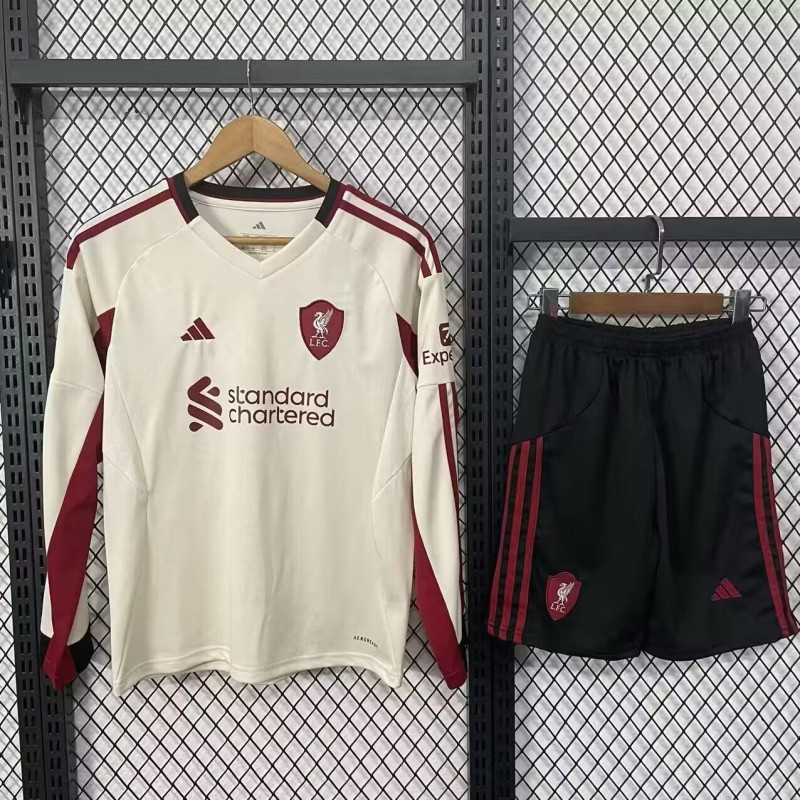 25-26 LIV Away Long Sleeves Kids Soccer Jersey
