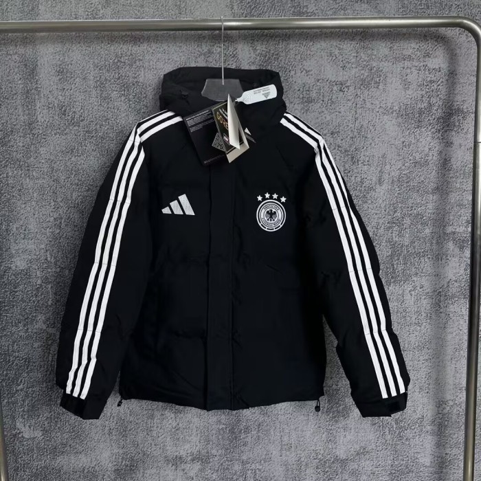 25-26 Germany Black Hooded Cotton Coat #棉衣