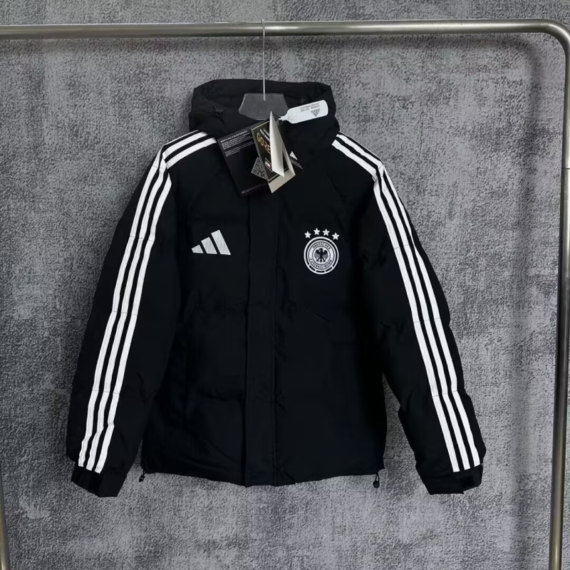 25-26 Germany Black Hooded Cotton Coat #棉衣