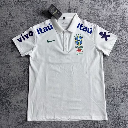 25-26 Brazil White Polo Soccer Jersey