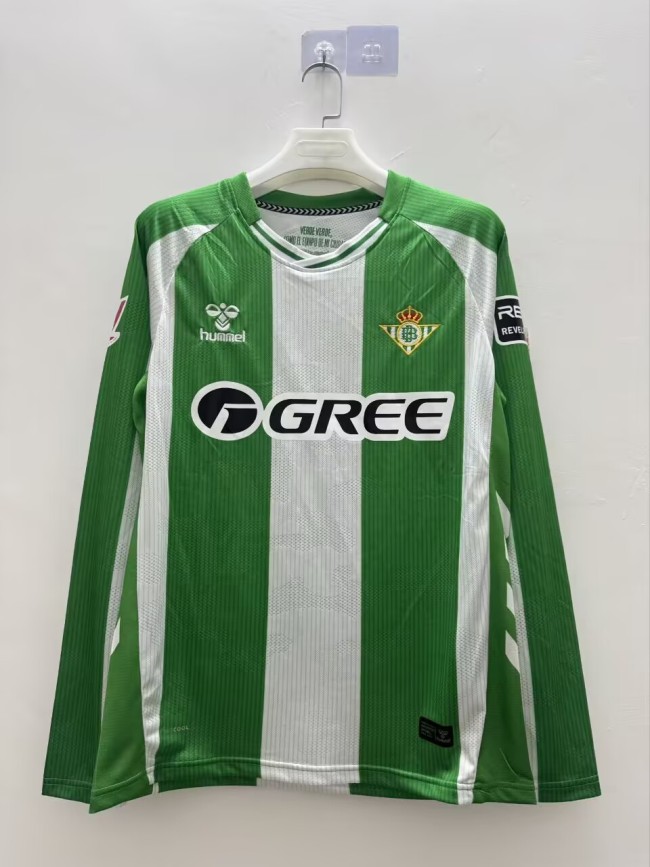 25-26 Real Betis Home Fans Long Sleeve Soccer Jersey(长袖)