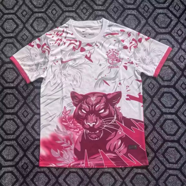 25-26 Brazil Pink Cheetah Fans Soccer Jersey