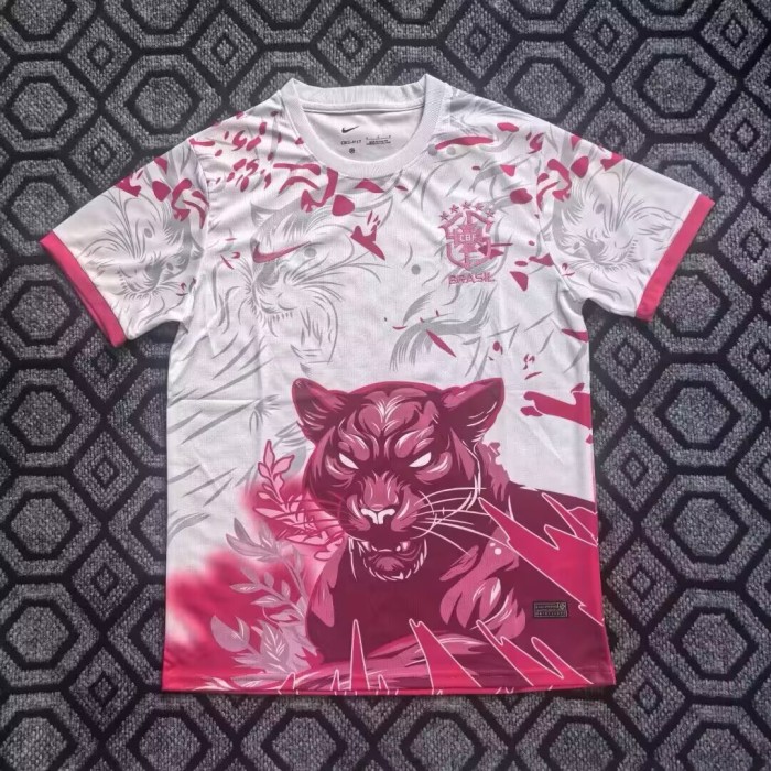 25-26 Brazil Pink Cheetah Fans Soccer Jersey