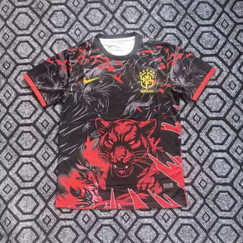 25-26 Brazil Red Cheetah Fans Soccer Jersey