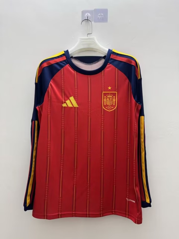 26-27 Spain Home Fans Long Sleeves Soccer Jersey