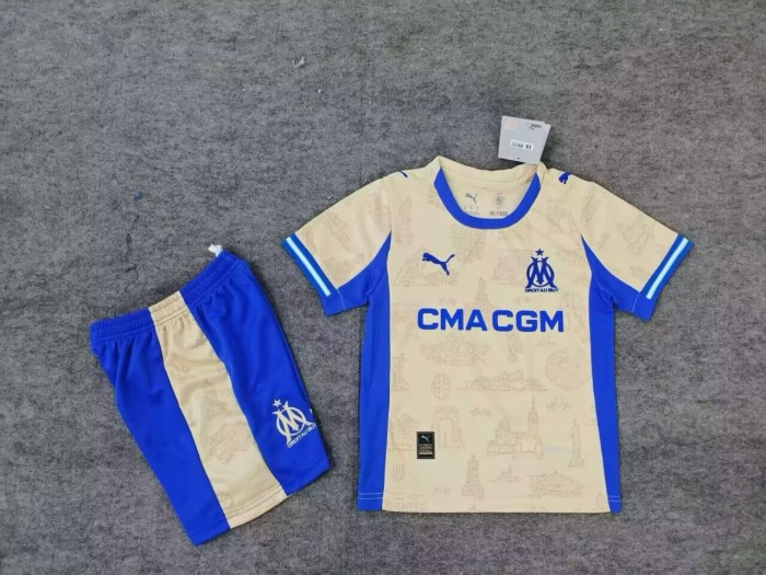 25-26 Marseille Third Away Kids Soccer Jersey
