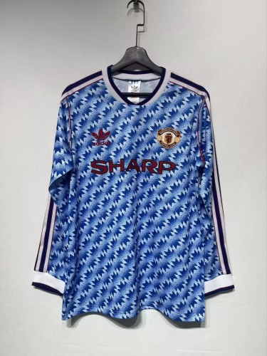 1990-1992 Man Utd Away Retro Long Sleeves Soccer Jersey
