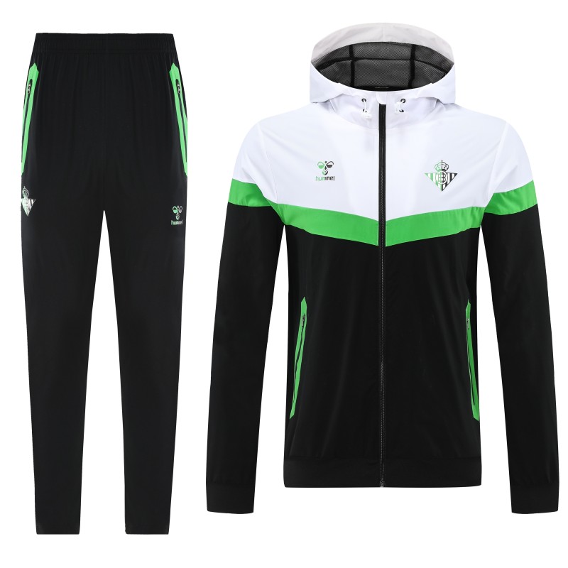 25-26 Real Betis Black & White Hoodie Jacket Tracksuit
