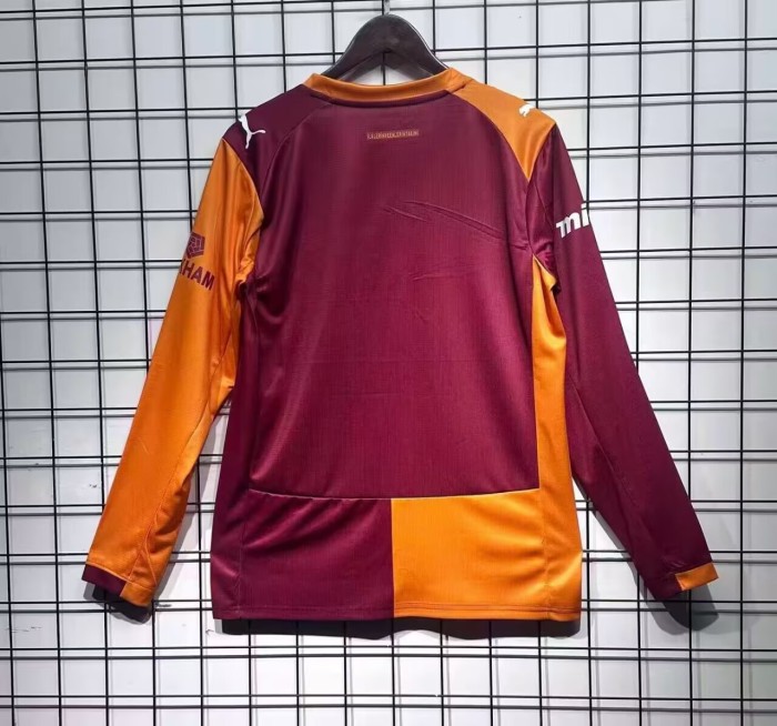 25-26 Galatasaray Home Fans Long Sleeves Soccer Jersey