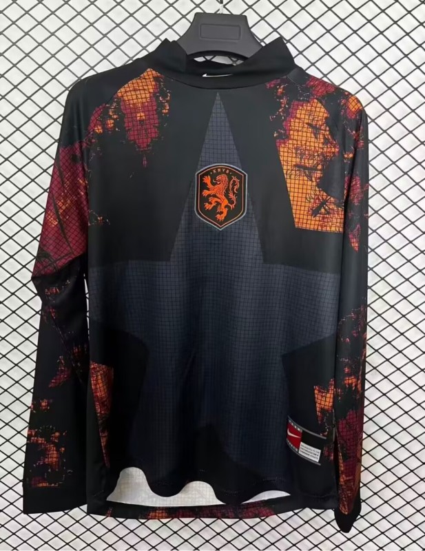 25-26 Netherlands Grey Goalkeeper Long Sleeves Fans Soccer Jersey