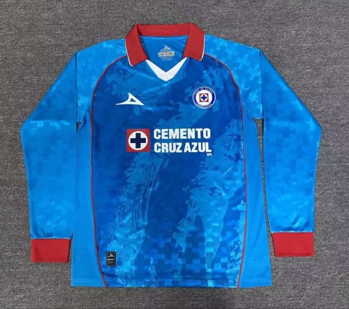 25-26 Cruz Azul Blue Player Version Long Sleeves Soccer Jersey（球员）
