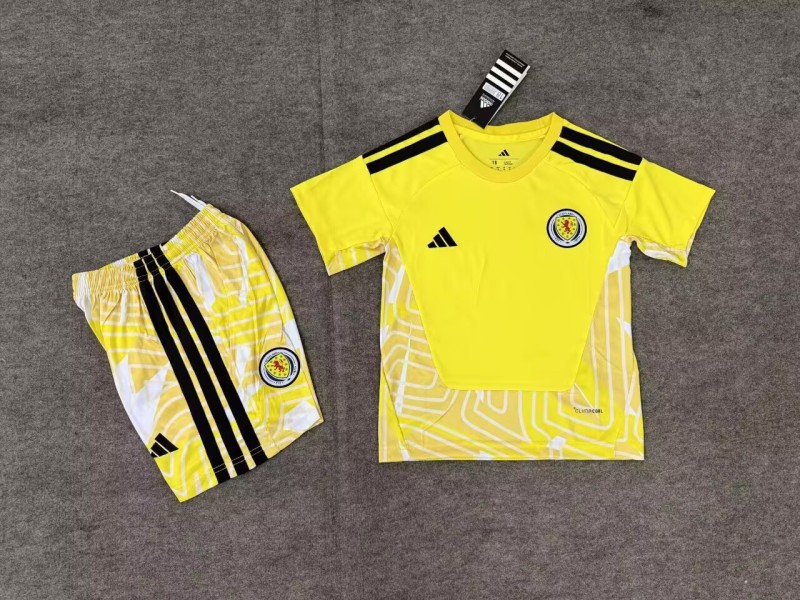 26-27 Scotland Yellow Goalkeeper Kids Soccer Jersey