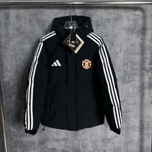 25-26 Man Utd Black Hooded Cotton Coat #棉衣
