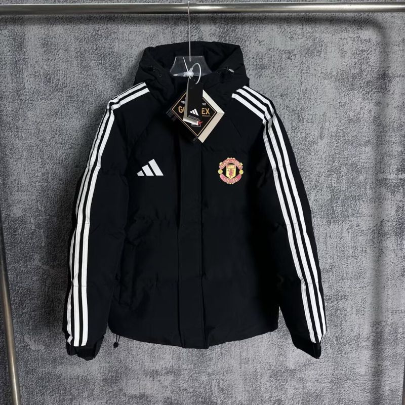 25-26 Man Utd Black Hooded Cotton Coat #棉衣