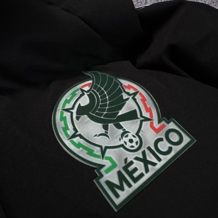 25-26 Mexico Black Hooded Cotton Coat #棉衣