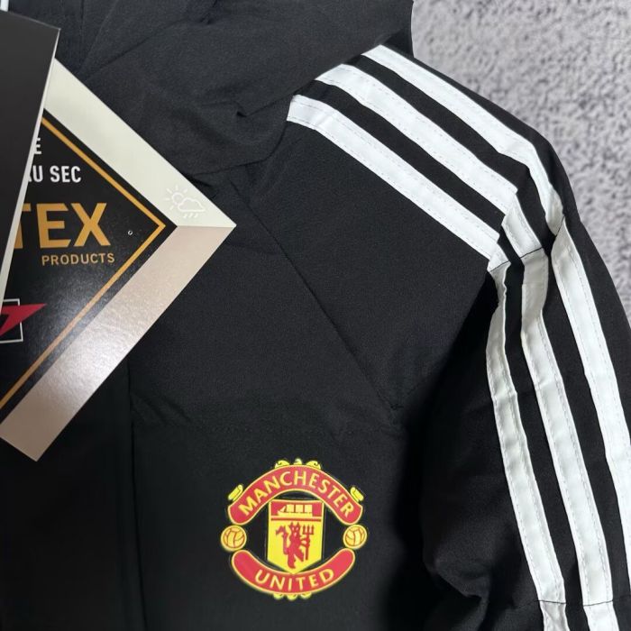 25-26 Man Utd Black Hooded Cotton Coat #棉衣