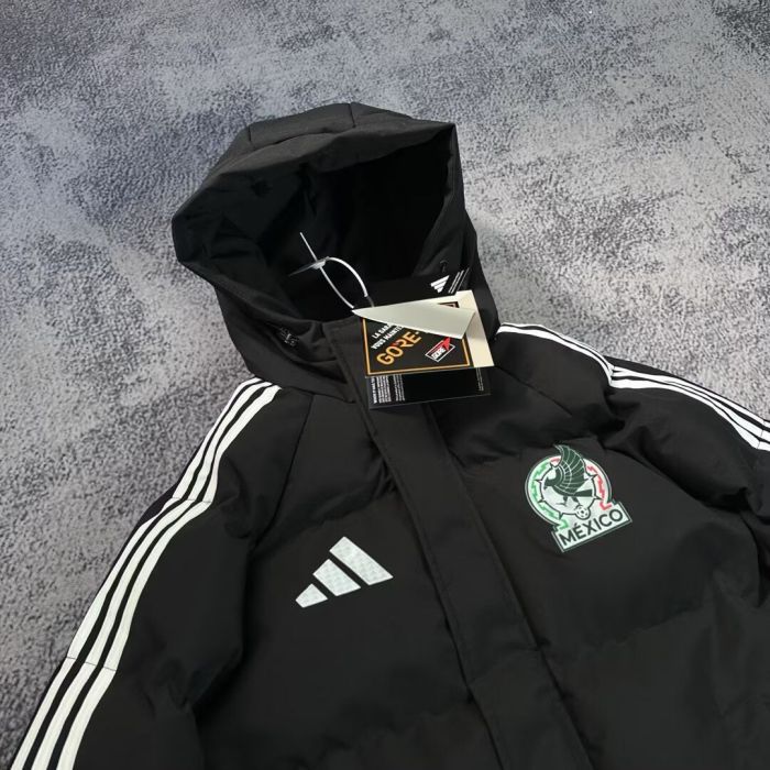 25-26 Mexico Black Hooded Cotton Coat #棉衣