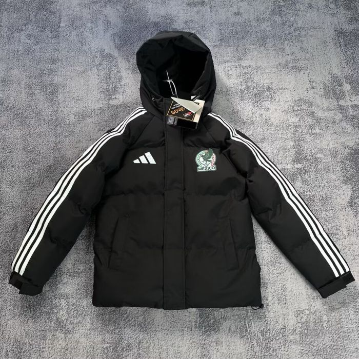 25-26 Mexico Black Hooded Cotton Coat #棉衣
