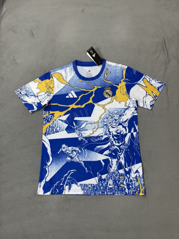 25-26 RMA & Marvel Joint Edition Fans Blue Training shirts