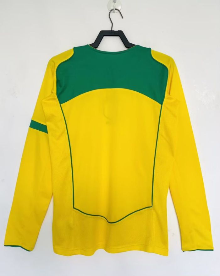 2004 Brazil Home Retro Long Sleeves Soccer Jersey