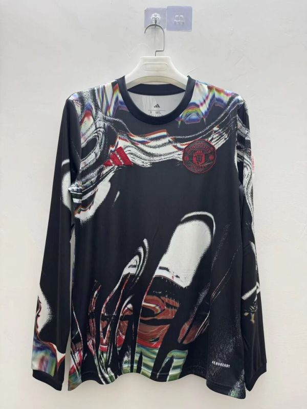 25-26 Man Utd Black Graffiti Version Long Sleeves Soccer Jersey