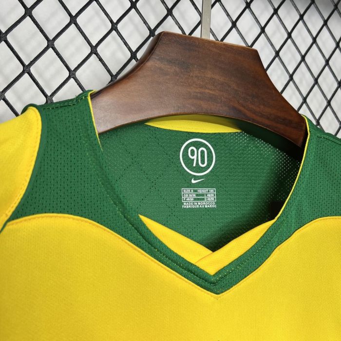 2004 Brazil Home Retro Long Sleeves Soccer Jersey