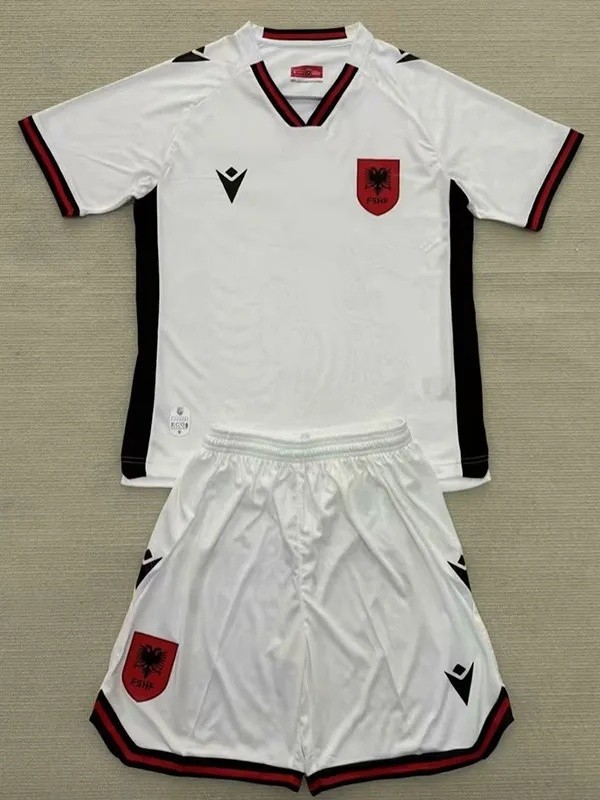 25-26 Albania Away Kids Soccer Jersey