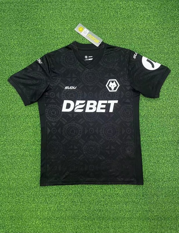 25-26 Wolves Black Goalkeeper Fans Soccer Jersey