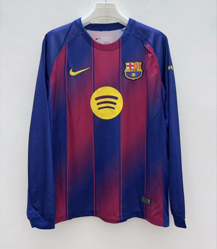 25-26 BAR Home Long Sleeve Fans Soccer Jersey