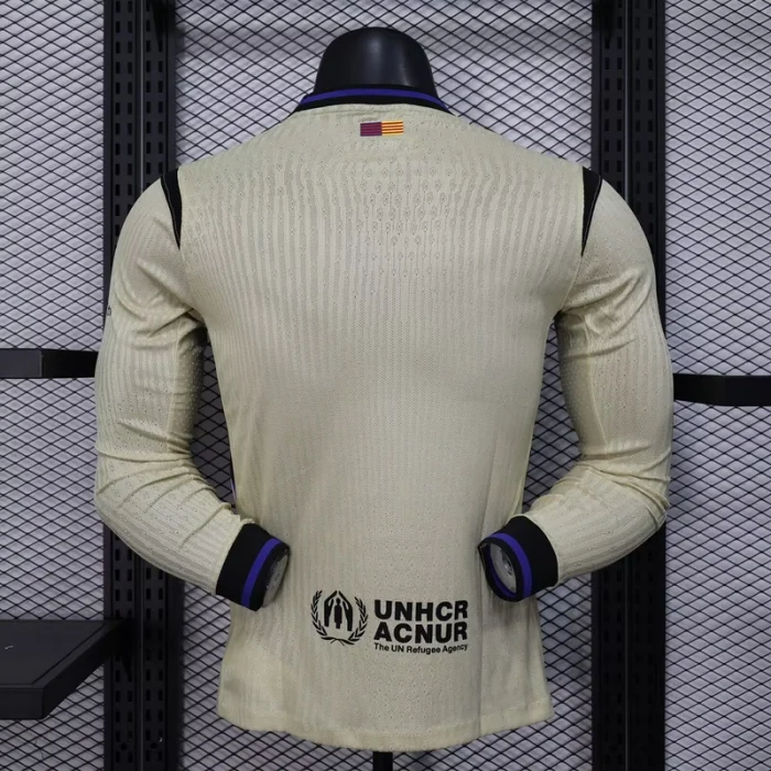 25-26 BAR Away Player Version Long Sleeve Fans Soccer Jersey