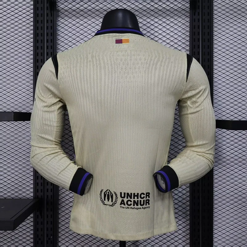 25-26 BAR Away Player Version Long Sleeve Fans Soccer Jersey