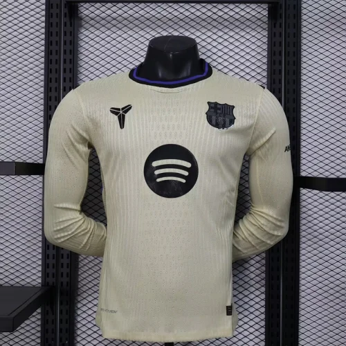 25-26 BAR Away Player Version Long Sleeve Fans Soccer Jersey