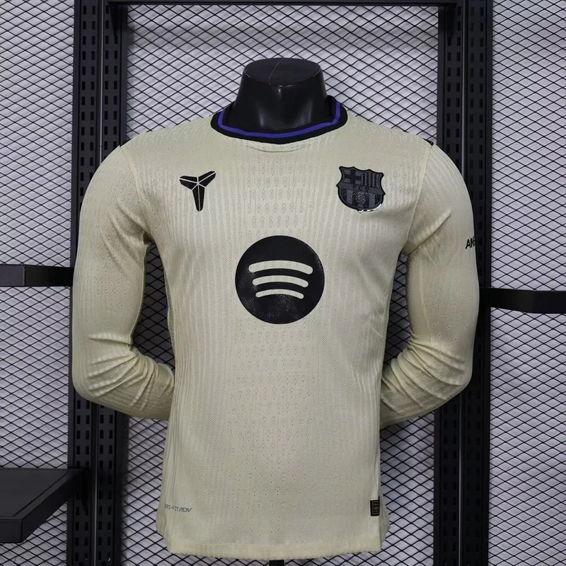 25-26 BAR Away Player Version Long Sleeve Fans Soccer Jersey