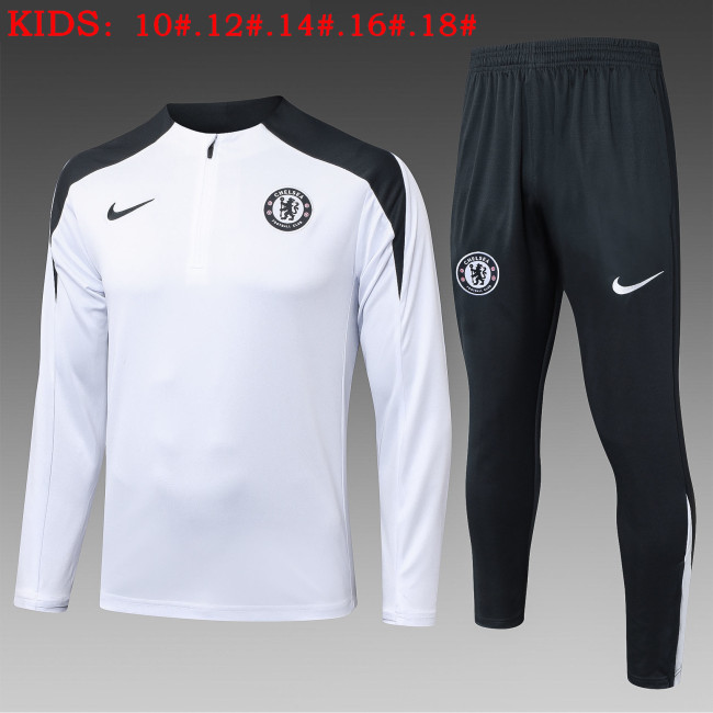 25-26 CHE White Kids Half Pull Tracksuit (半拉链)