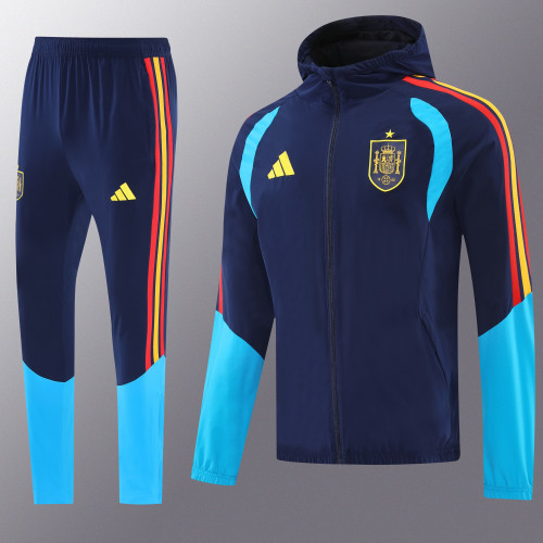 25-26 Spain Drak Blue Windbreaker Hoodie Tracksuit