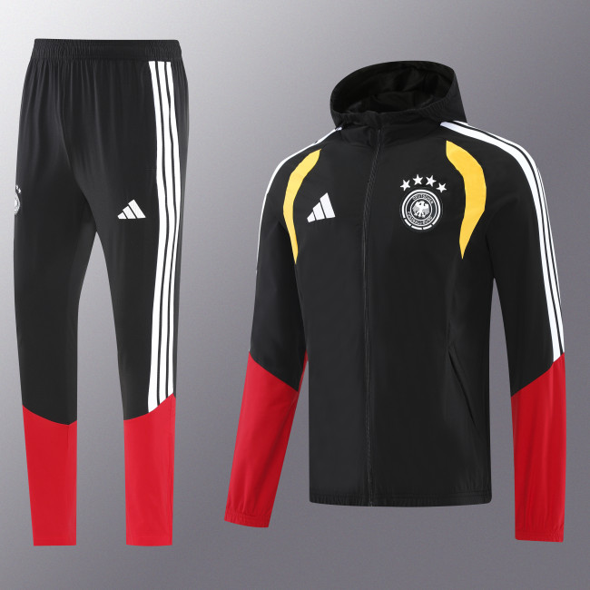 25-26 Germany Black Hoodie Jacket Tracksuit
