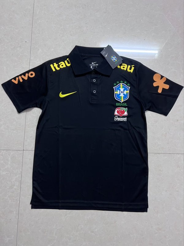 25-26 Brazil Black Polo Soccer Jersey