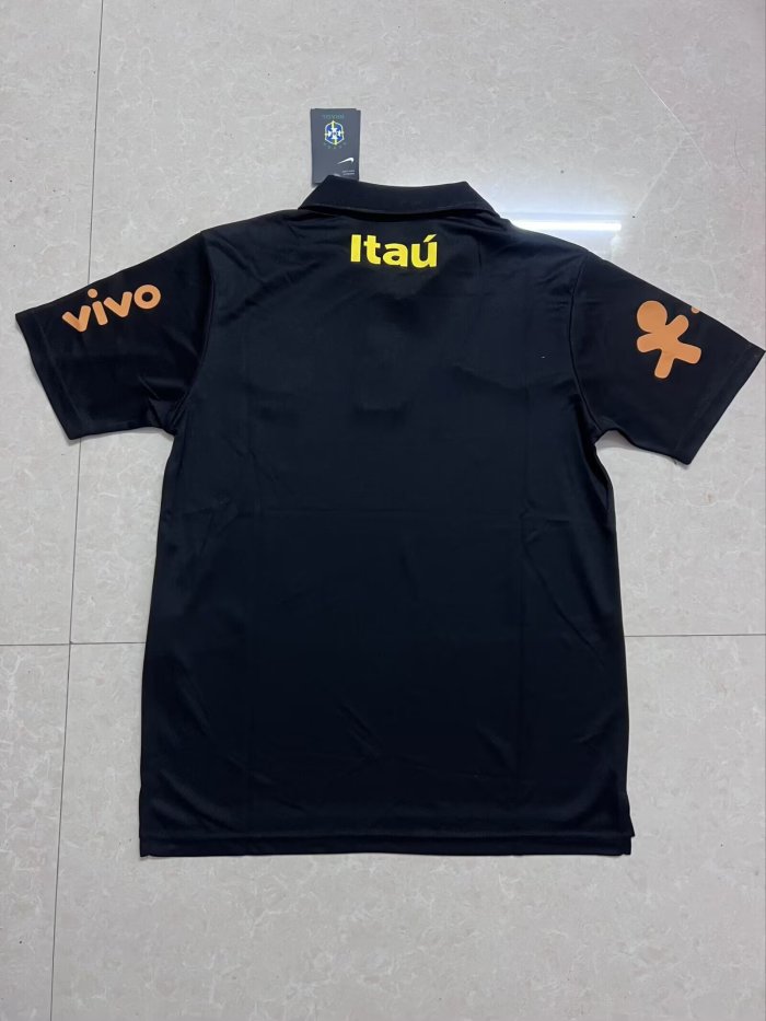 25-26 Brazil Black Polo Soccer Jersey