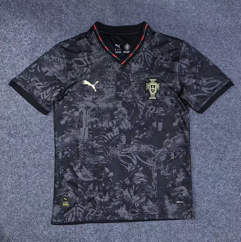 25-26 Portugal Black Training shirts (V领)