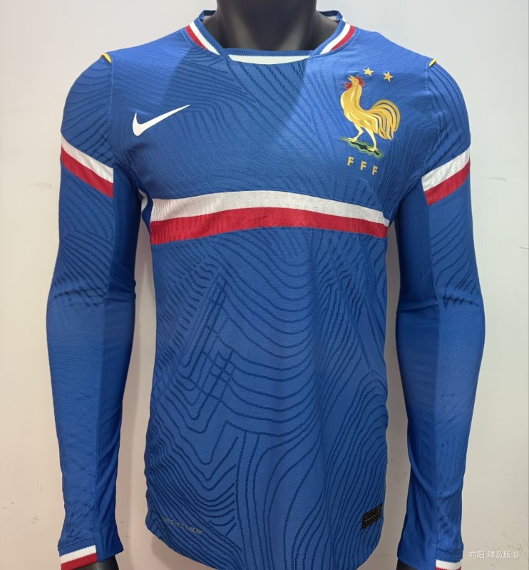 26-27 France Blue Player Version Long Sleeves Soccer Jersey